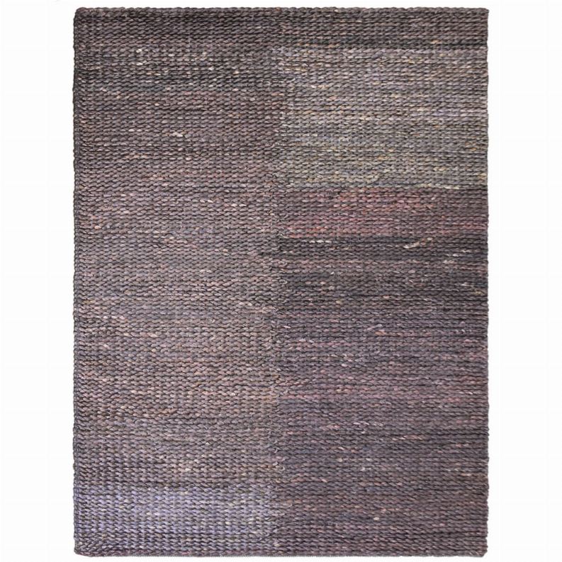 Hand-woven jute area rug, dark gray with soft multicolor flecked horizontal bands