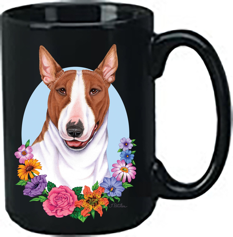 Bull Terrier Brown/White - Best of Breed Ceramic 15oz Coffee Black Mug - Drinkware