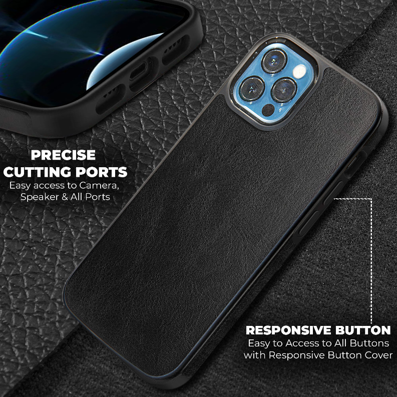 Celvoltz Outfit Luxury Pu Leather Case Compatible With IPhone 12 Pro - Black / 1 - Electronics