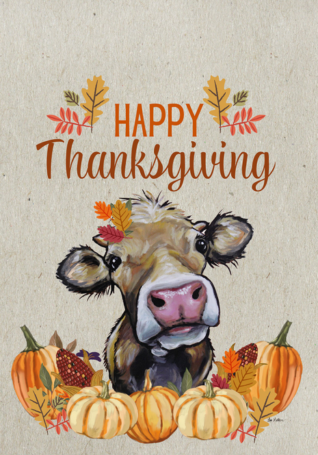 Cow - Hippie Hound Studio Best of Breed Thanksgiving House and Garden Flag - 1 / Garden 12" x 17" - Outdoor's