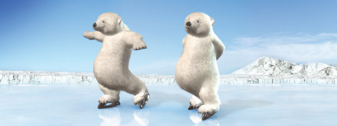 Bear-themed motion bookmark with two standing polar bear designs