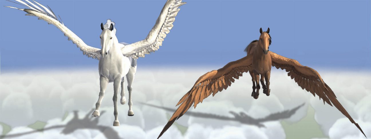 Pegasus and brown horse motion bookmark with extended wings, 6-inch ruler