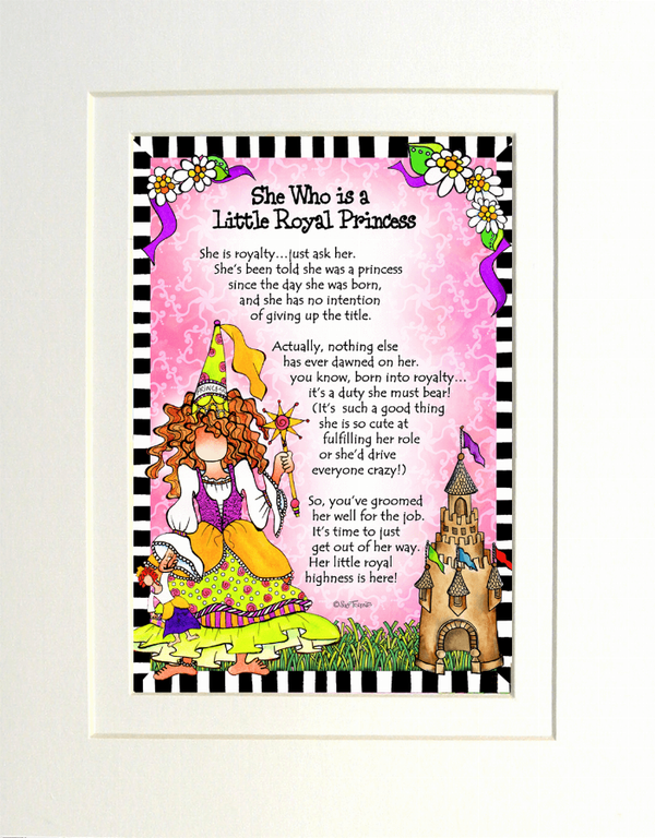 Framed princess story illustration wall art with colorful castle and dress