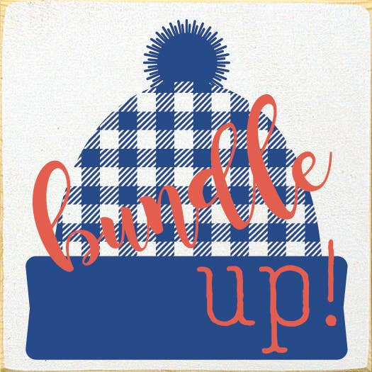 Bundle Up Plaid Wood Sign - Home Decor