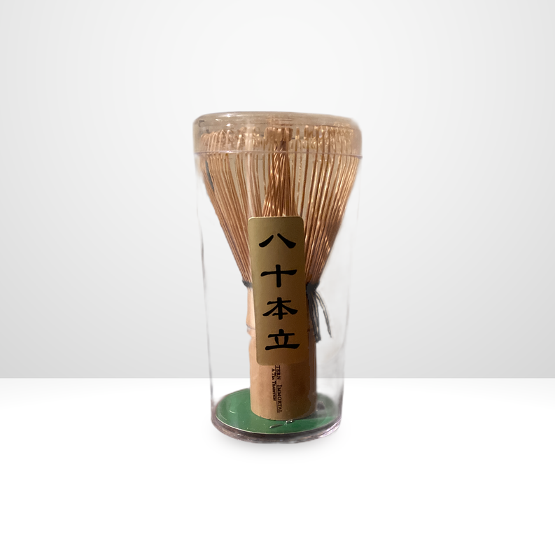 Bamboo matcha tea whisk bundle in clear plastic sleeve