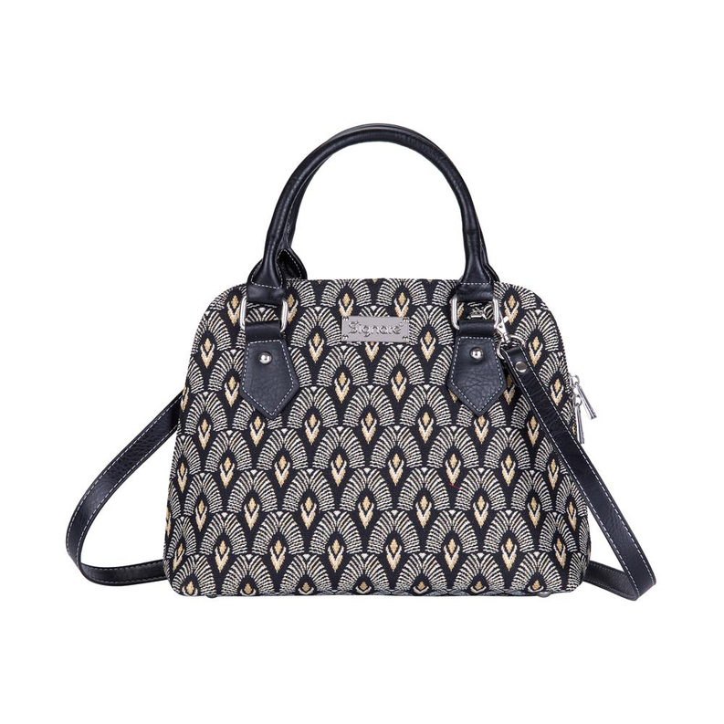 Black And White Luxor Convertible Top Handle Purse Handbag - 1 - Bags & Wallets