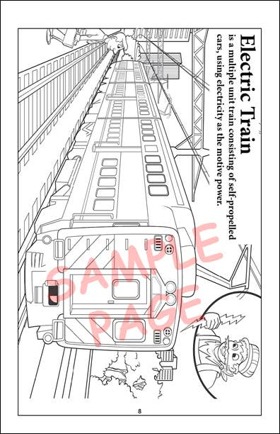 Train coloring page showing locomotive front and tracks