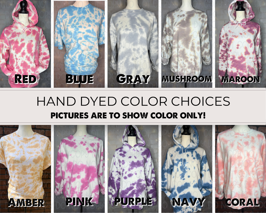 Blue tie-dye pullover hoodie with hood and front pouch pocket