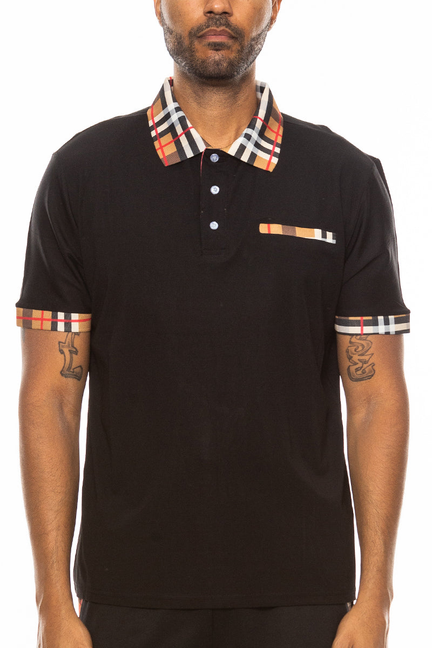 Checkered Detail Polo - Unisex Fashion