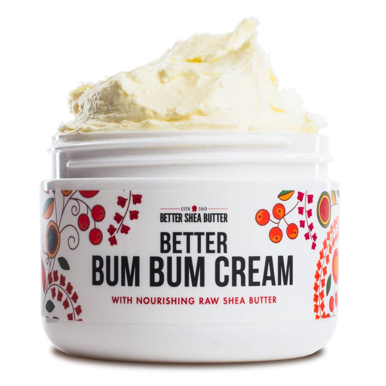 Skin-toning lotion jar with cream swirled on top, Better Shea Butter label