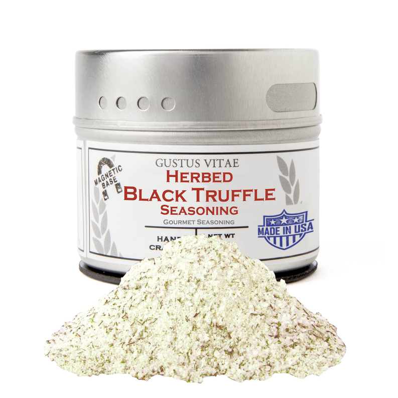 Herb black truffle seasoning jar with white seasoning pile