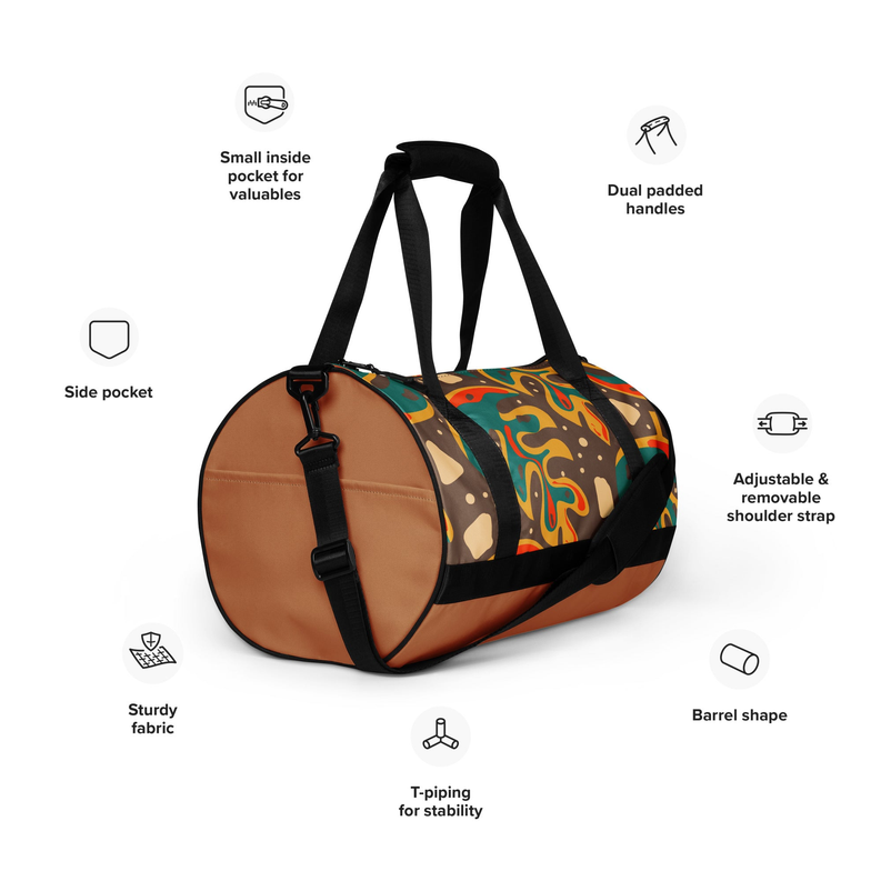 Brown Leafy Print Gym Bag - 1 / Default Title - Women's