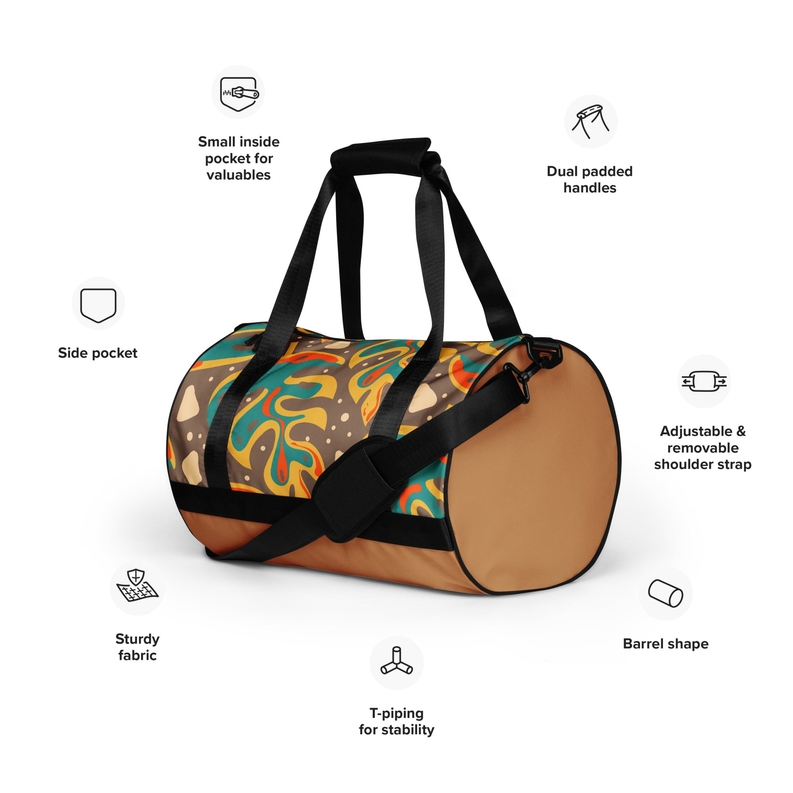 Brown Leafy Print Gym Bag - 1 / Default Title - Women's