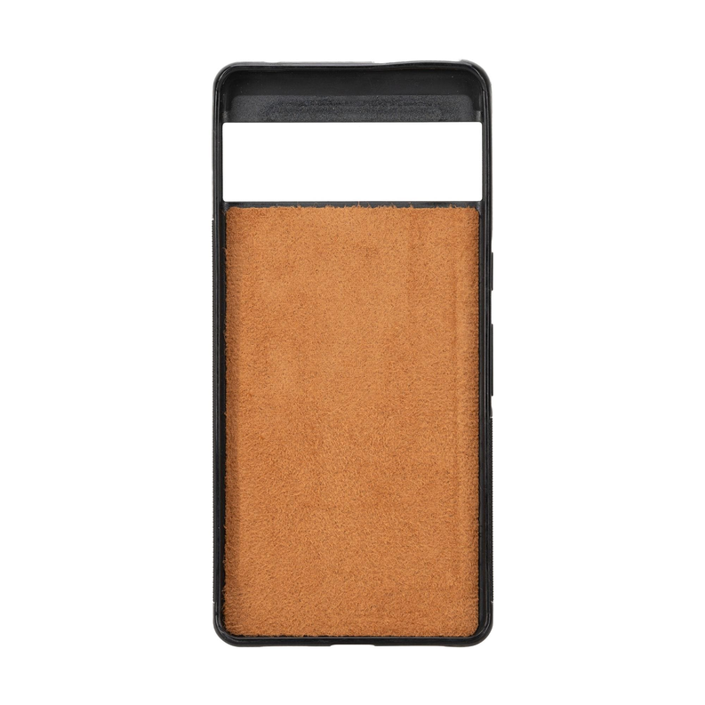 Tan leather wallet phone case interior lining with top cutout opening