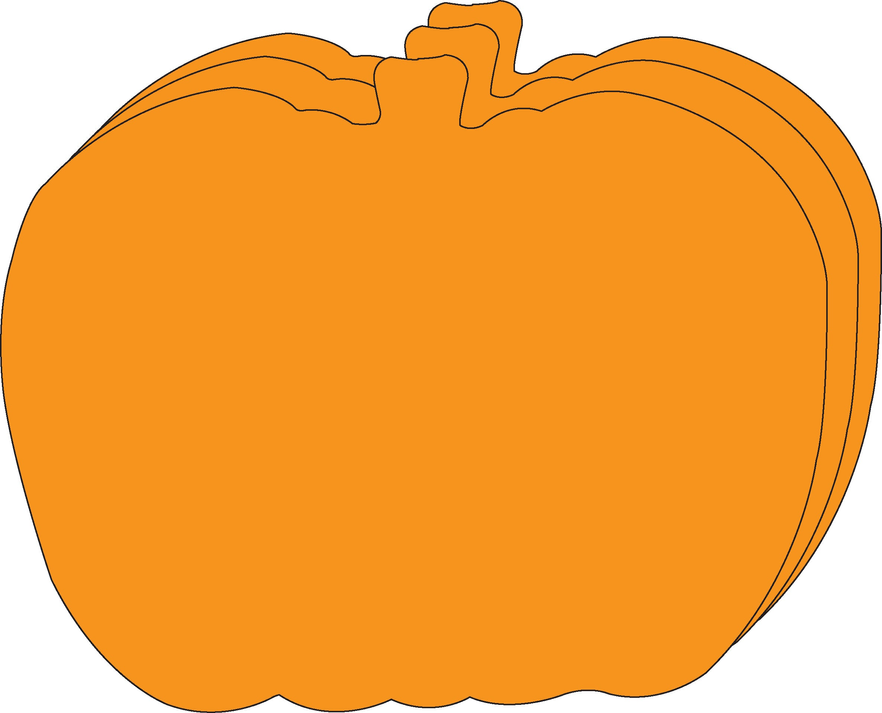 Orange layered pumpkin cut-out template with scalloped edges and small stem