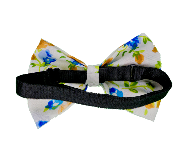 Multicolor floral bow ribbon with black center band