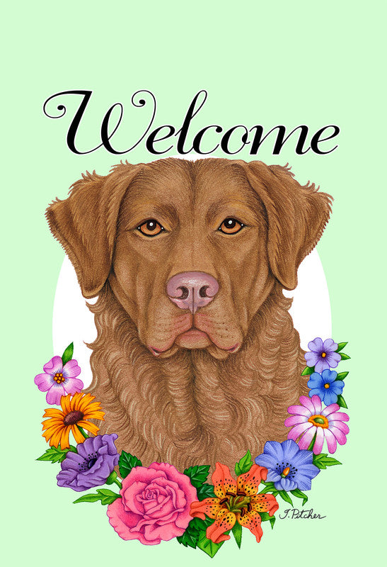 Chesapeake Bay Retriever - Best of Breed Welcome Flowers Garden Flag - 1 / Garden 12" x 17" - Outdoor's