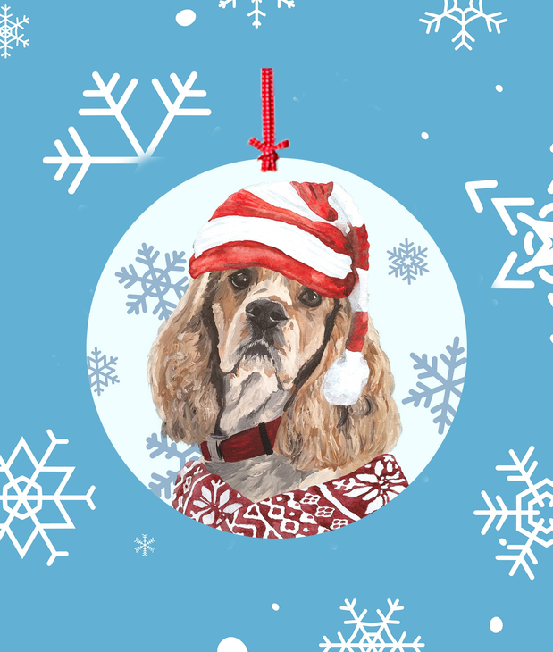 Cocker Spaniel Buff -   Hippie Hound Studios Christmas Tree Ornament - 1 - Christmas Décor