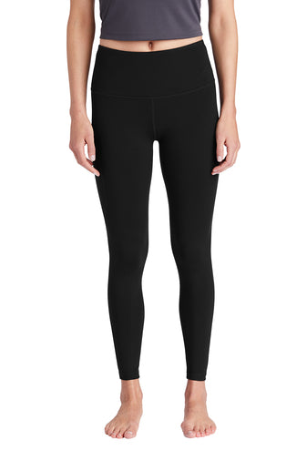 Women's black leggings with pocket, full-length ankle fit