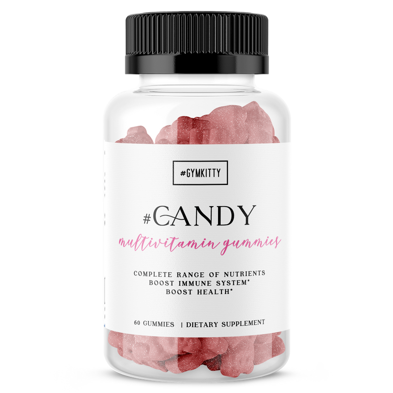 #CANDY multivitamin gummy bottle with black cap, 60-count label