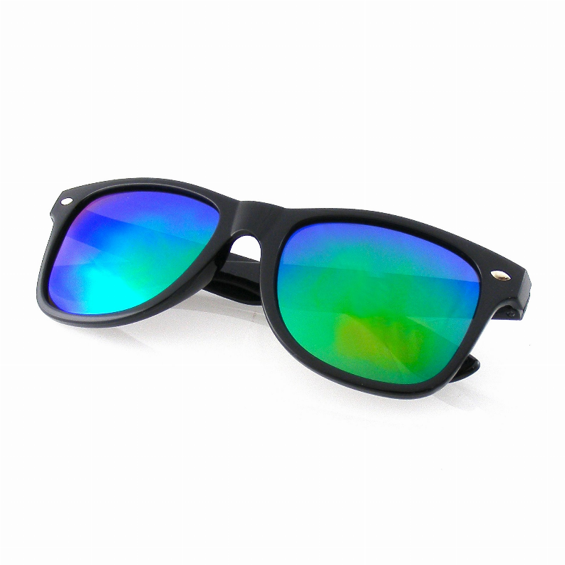 Emblem Eyewear - Black Flash Reflective Polarized Horned Rim Sunglasses - Eyewear