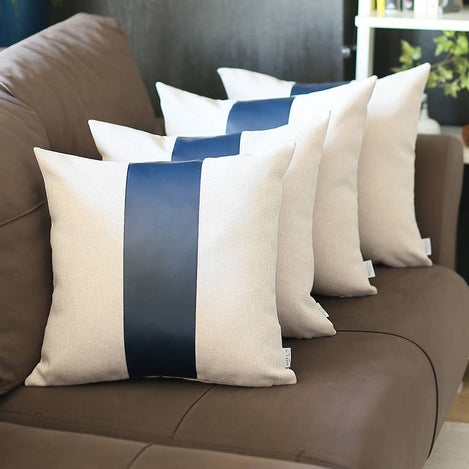 Bohemian Vegan Faux Leather Detailed Throw Pillow Set of 2 - Pillows