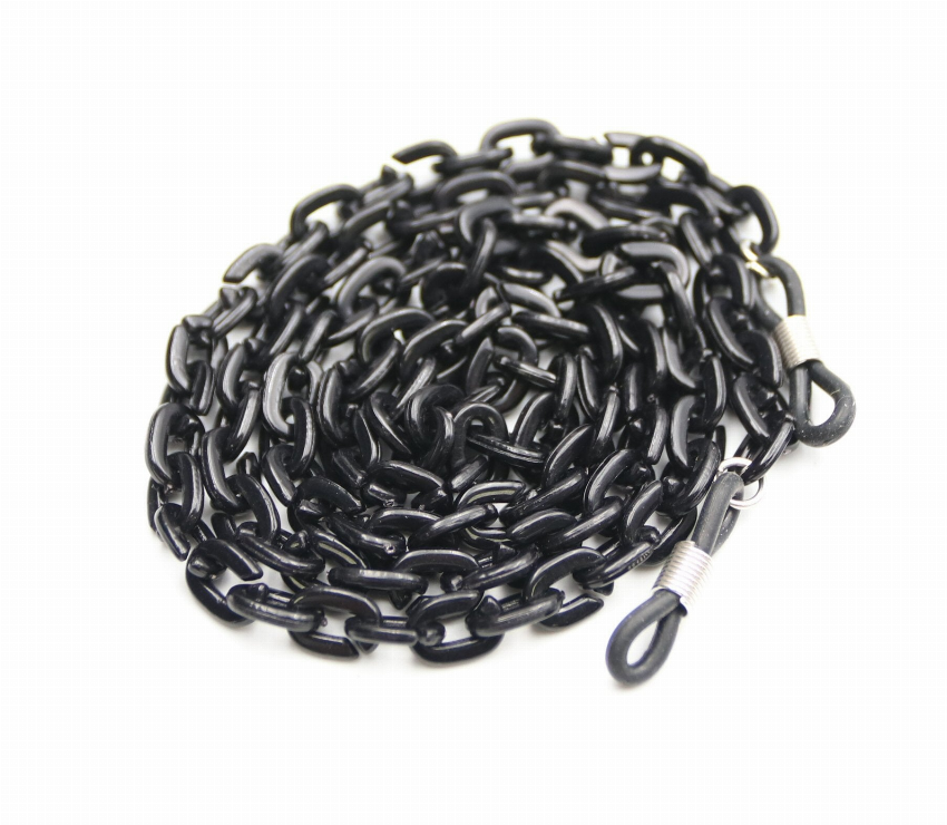 Black chain lanyard for reading glasses with metal spring ends