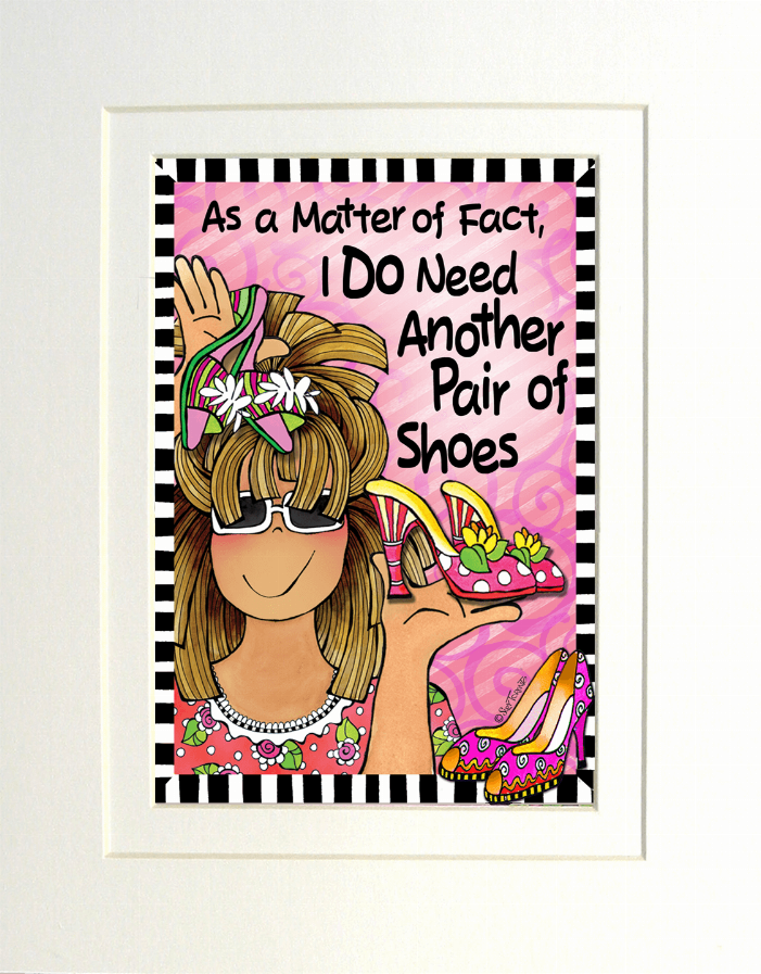 Framed illustration print showing shoes and the phrase 'Another Pair of Shoes'