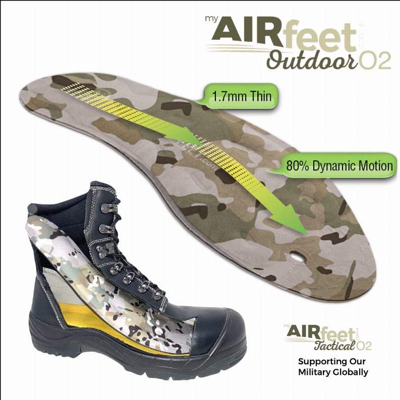 Camo OUTDOOR O2 insole, green dynamic motion stripe, 1.7mm thin