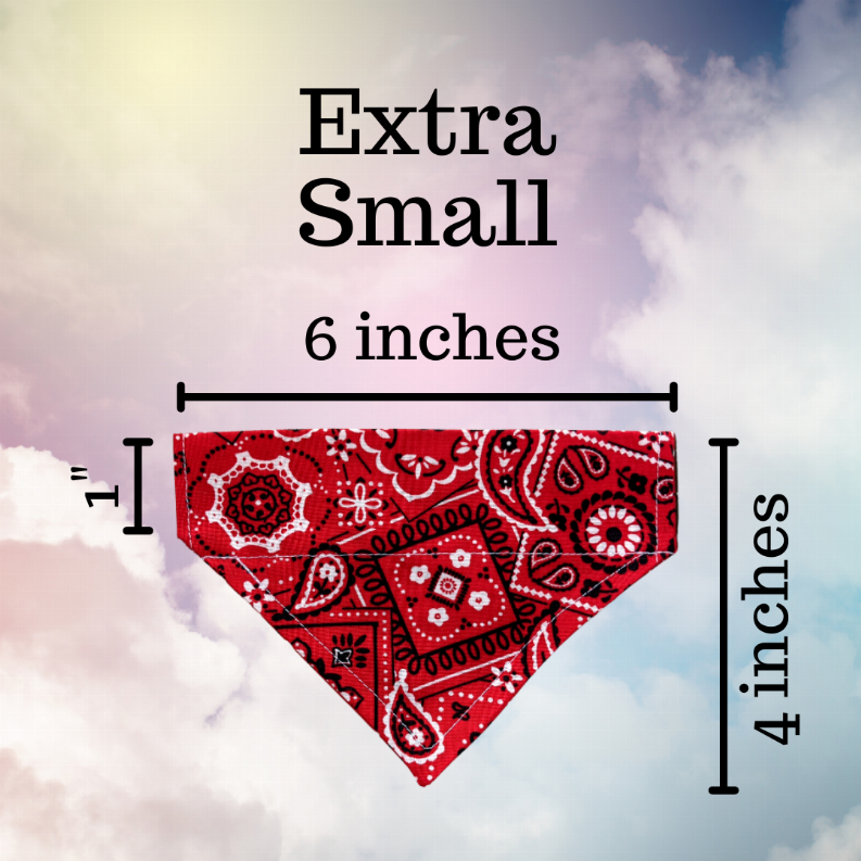 No-tie dog bandana, red paisley triangle scarf for small