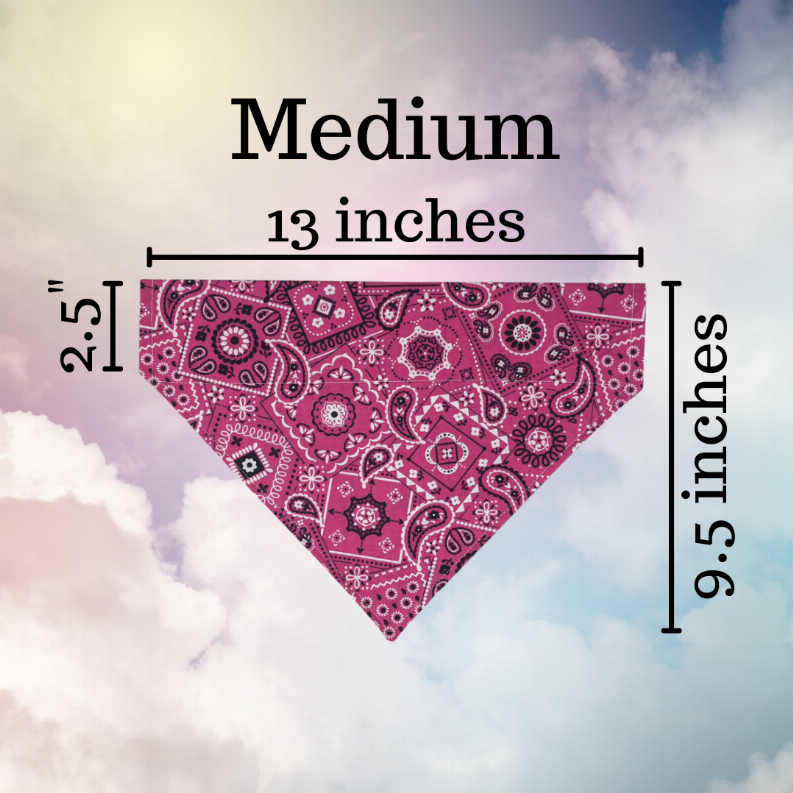 No-tie dog bandana, purple paisley triangle scarf for medium