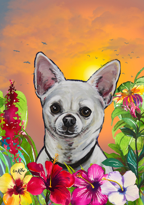 Chihuahua - Hippie Hound Studios Tropical Summer  House and Garden Flags - 1 / Garden 12" x 17" - Outdoor's