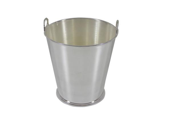 Silver ice bucket with flared sides and loop handles