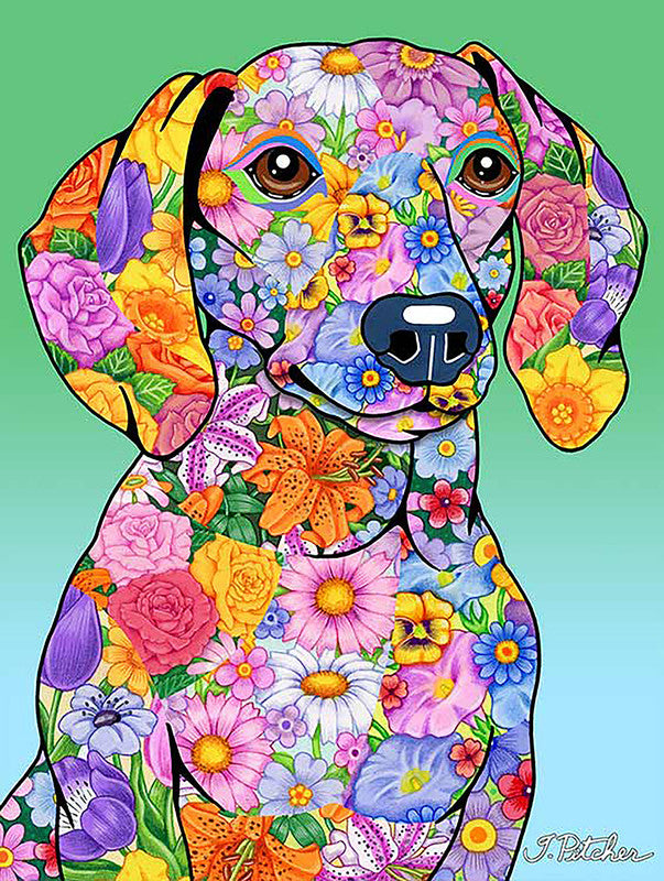 Dachshund  - Tomoyo Pitcher Flowers Garden Flag - 1 / Garden 12" x 17" - Outdoor's