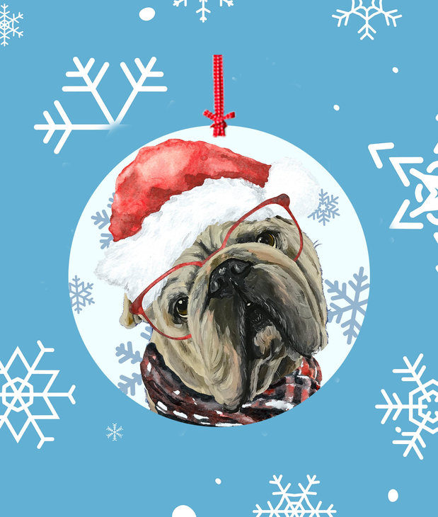 English Bull Dog -   Hippie Hound Studios Christmas Tree Ornament - 1 - Christmas Décor