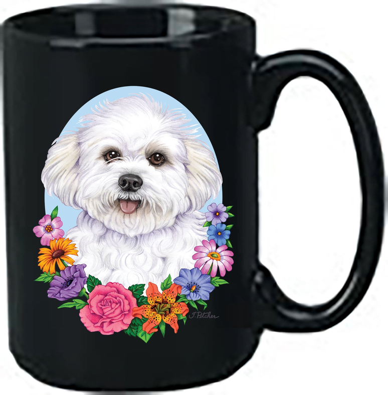 Bichon Frise Puppy Cut - Best of Breed Ceramic 15oz Coffee Black Mug - 1 - Drinkware