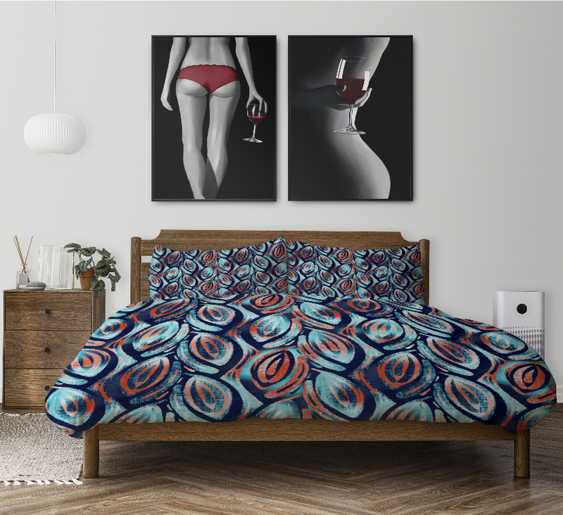 Multi-color patterned duvet cover set with duvet and pillow shams
