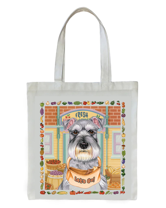 Schnauzer grey dog breed tote bag by Tomoyo Pitcher, light canvas with schnauzer print