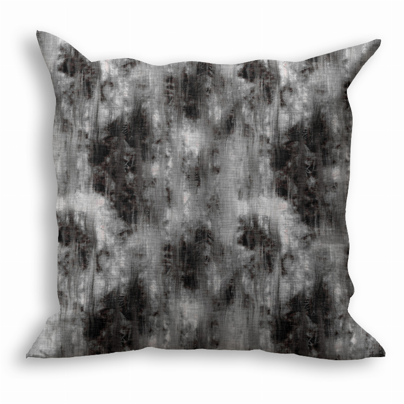 Gray abstract textured throw pillow, square front view
