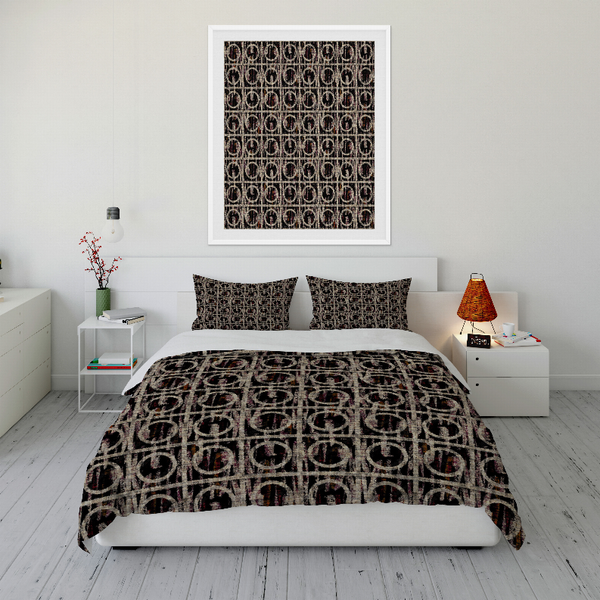 Geometric comforter set with two square pillow shams
