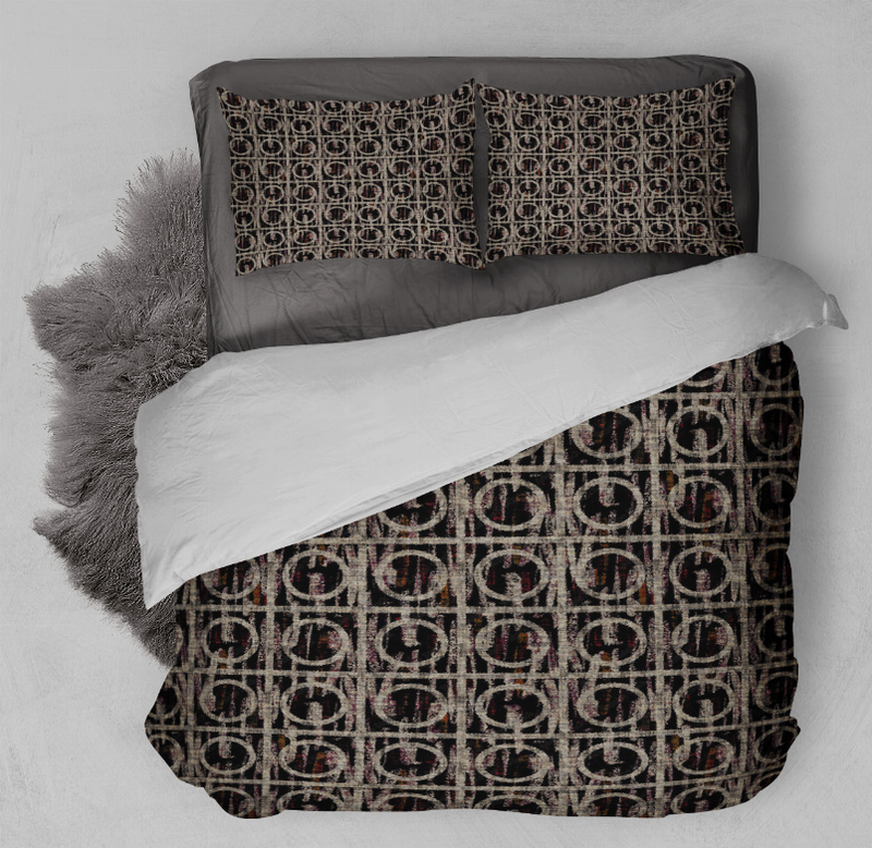 Geometric patterned comforter with two matching pillow shams