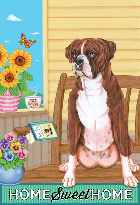 Boxer Brindle - Tomoyo Pitcher Home Sweet Home Outdoor Flag - Outdoor's