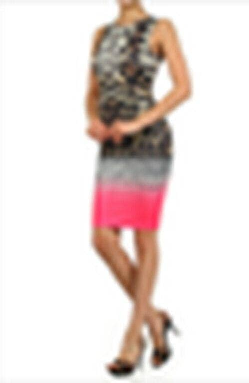 Leopard-print ombre bodycon midi dress with fuchsia hem