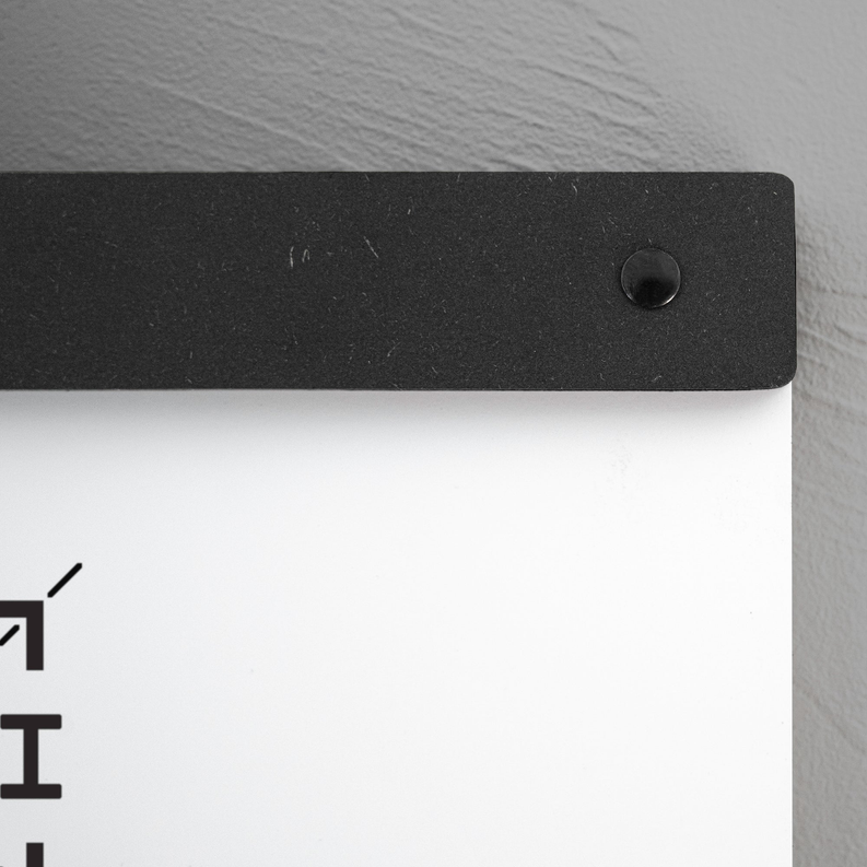 Dark slate floating frame top bar with metal screw hole