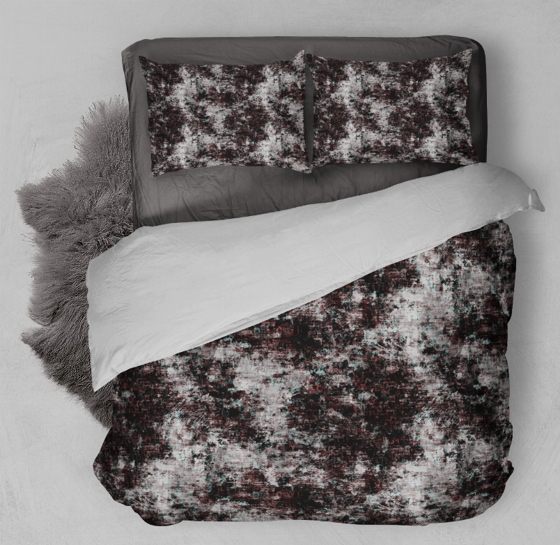 Speckled black-and-white comforter set with matching pillow shams