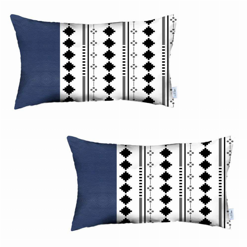 Bohemian Vegan Faux Leather Throw Pillow Set - Pillows