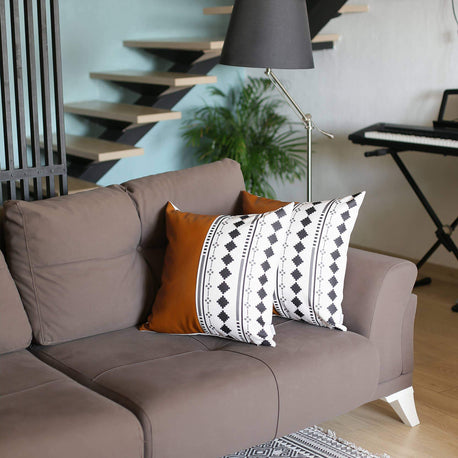 Bohemian Vegan Faux Leather Throw Pillow Set - Pillows