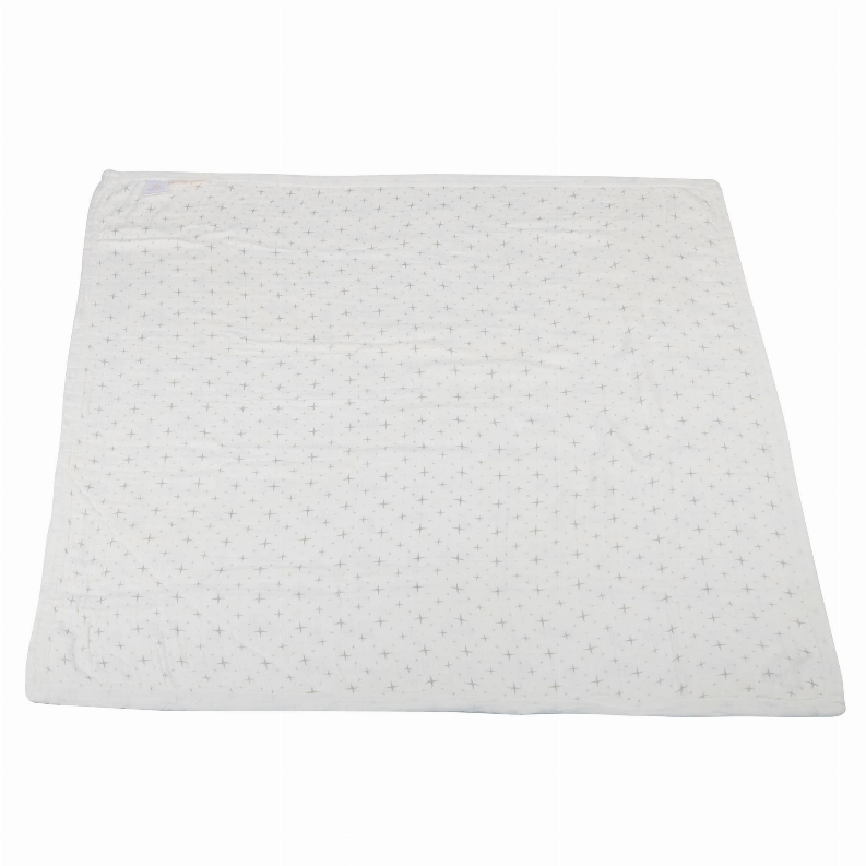 White bamboo blanket with small gray star pattern, neatly folded