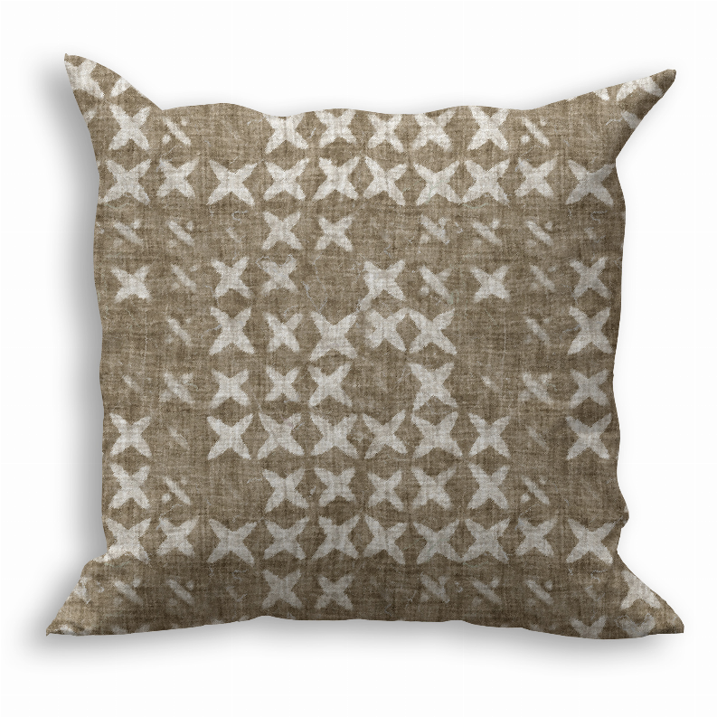 Blankets2U square throw pillow in gray with repeating white X motif