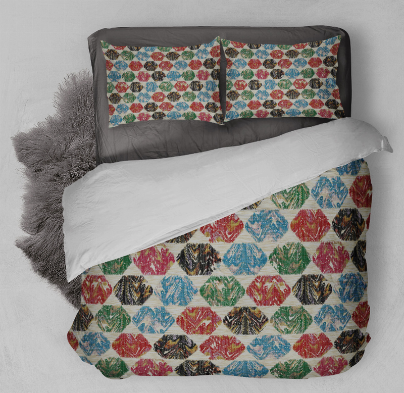 Multicolor patterned comforter set with two matching pillow shams
